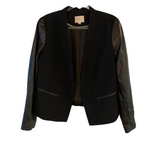 NWOT LOFT black open front blazer or jacket with faux leather sleeves - Size 16